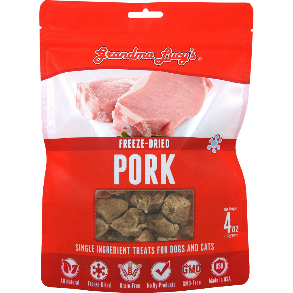 Grandma Lucy's FreezeDried Singles Pork Dog Treats, 4oz bag