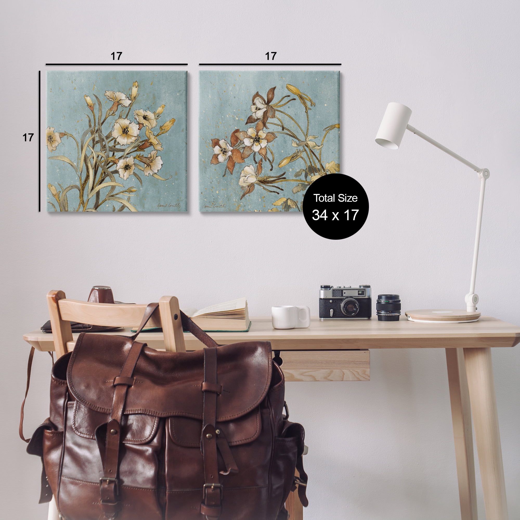 Stupell Industries Traditional Flower Portrait Plants & Flowers Painting Wrapped Canvas Art Print Wall Art, 17 x 17, Set of 2