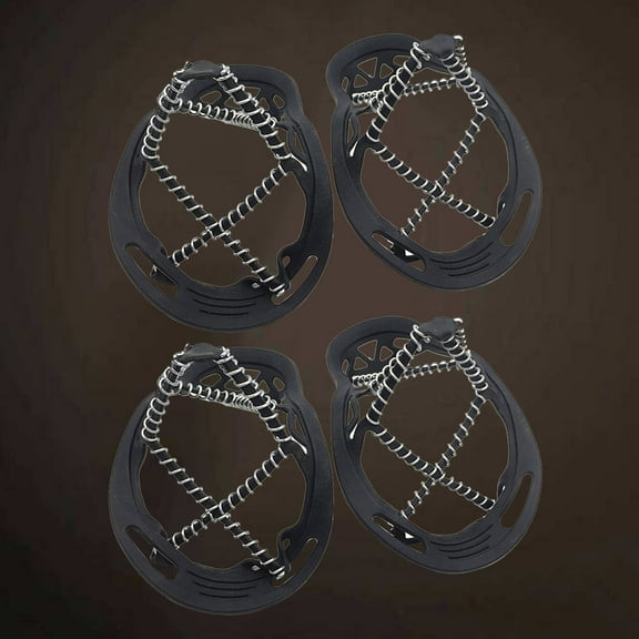 ORDDIART 2 Pairs Crampons Ice Cleats for Boots Non-Slip on Ice and Snow 360 Degrees Stability Black Silicone