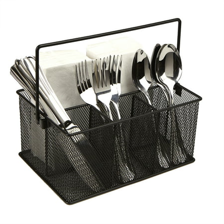 Mind Reader Storage Basket Organizer, Utensil Holder, Forks, Spoons, Knives, Napkins, Perfect for Desk Supplies, Pencil, Pens,