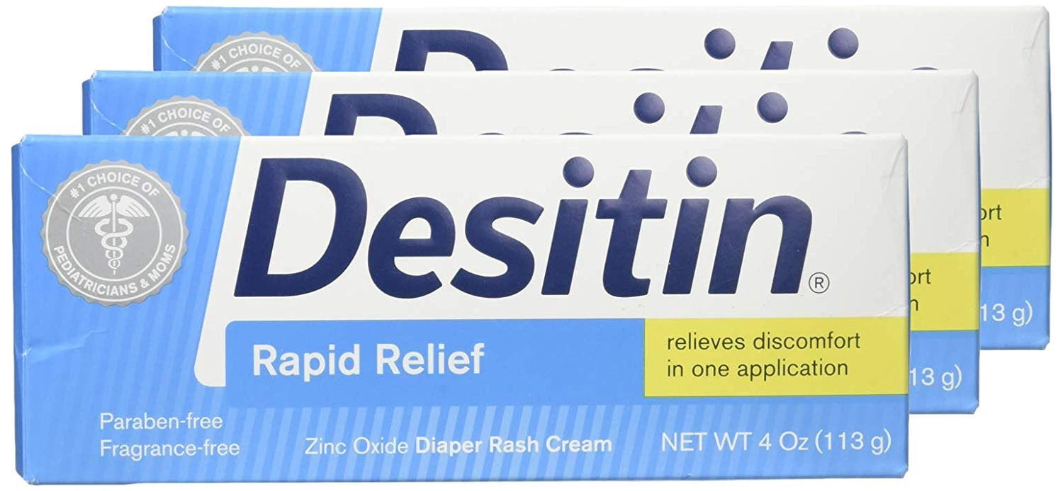 Desitin Rapid Relief Zinc Oxide Treat Diaper Cream Paraben-Free 4oz, 3-Pack
