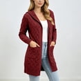 thumbnail image 3 of Naotn Plus Size Hooded Cardigan Sweaters for Women Trendy Fall Open Front Long‑Sleeve Cable Knit Loose Fit Tops with Side Pockets, 3 of 9