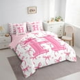 thumbnail image 3 of Castle Fairy Personalized Initial Girl 7-Piece Twin Bedding Sets,Pink White Bedding Comforter Set,Cartoon Bowknot Breathable Sheet Sets,Luxury Bedroom Decor, 3 of 8