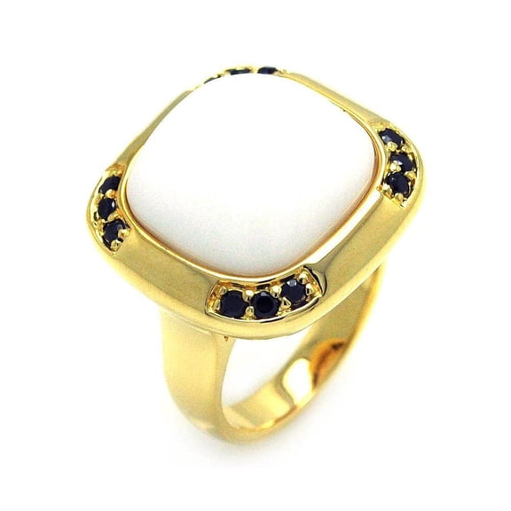 Sterling Silver 925 Gold Plated Halo Mens White Center Black CZ Ring Jewelry Female Size 8