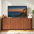 thumbnail image 3 of Hassch Buffet Cabinet with Storage, 64" Modern Credenza with 4 Doors, Coffee Bar Cabinet with Adjustable Shelves, Sideboard for Kitchen, Living Room, Dining Room, Walnut, 3 of 8