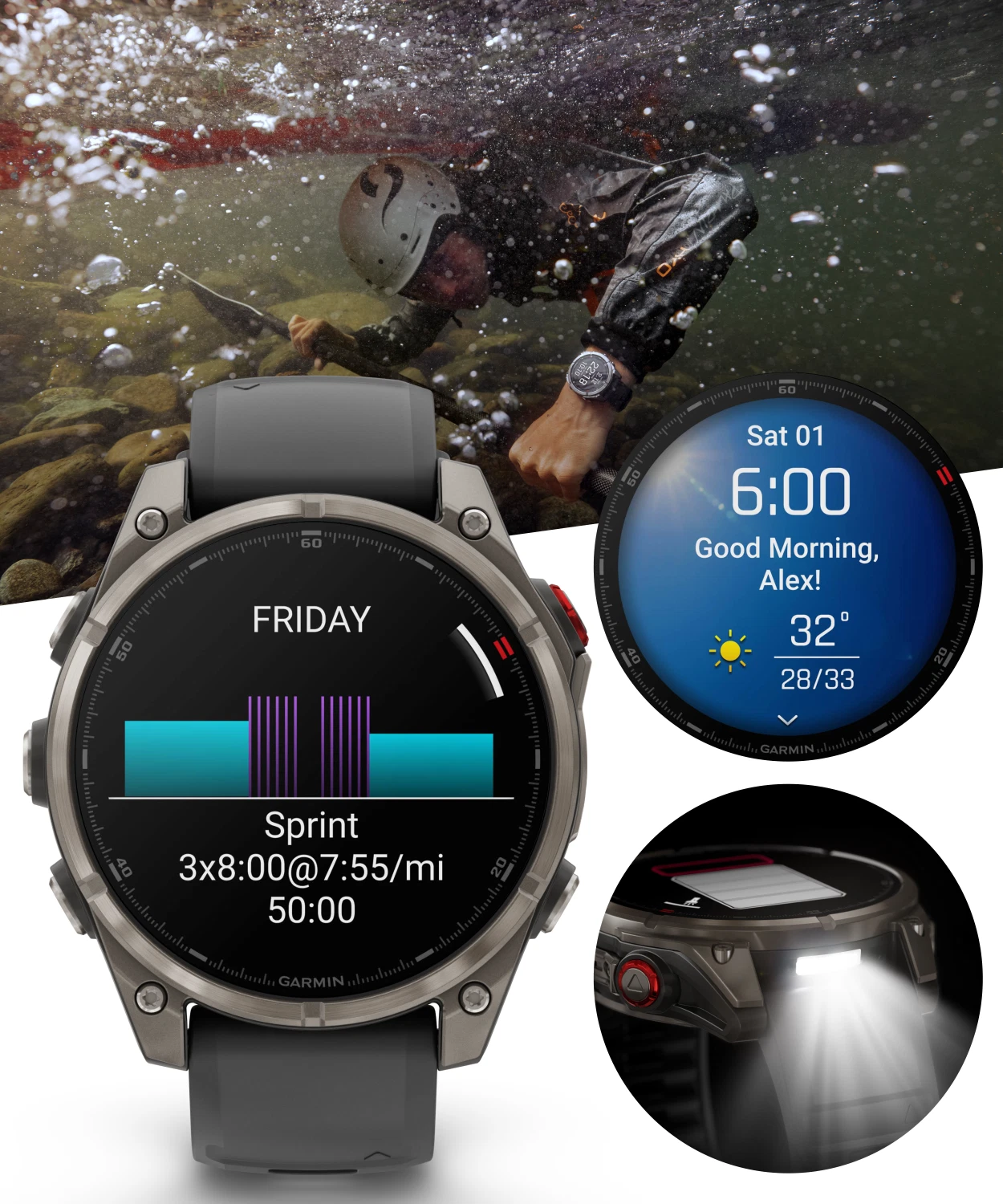 Garmin Fenix 8 Pro - 47mm AMOLED Sapphire Premium Connected Multisport GPS Smartwatch, inReach, Titanium & Graphite/Black Silicone Band w/ Wearable4U Black Earbuds Bundle