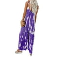 thumbnail image 4 of DYMADE Womens Summer Thin Cotton Linen Dungarees Playsuit Elastic Waist Leopard Tie-Dye Jumpsuit, 4 of 4