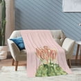 thumbnail image 4 of XMXT Flannel Throw Blanket, Pink Flowering Cactus Throw Blankets for Bed Couch Living Room, 50 x 70 inches, 4 of 9