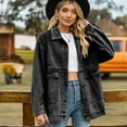 thumbnail image 4 of XBASW Women's Oversized Denim Jacket Long Sleeve Jean Jacket Casual Vintage Jean Top Coat with Pockets for Womens S-XXL, 4 of 12
