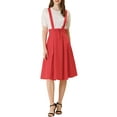 thumbnail image 1 of Unique Bargains Jupe Midi Plissée à Bretelles Rétro à Taille Élastique pour Femme Rouge m, 1 of 6