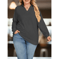 thumbnail image 3 of NISVIYA Fall Long Sleeve V Neck Shirts for Women Plus Size Loose Fit Tops Flattering Pullover Ladies Work Polo Sweatshirts, 3 of 5