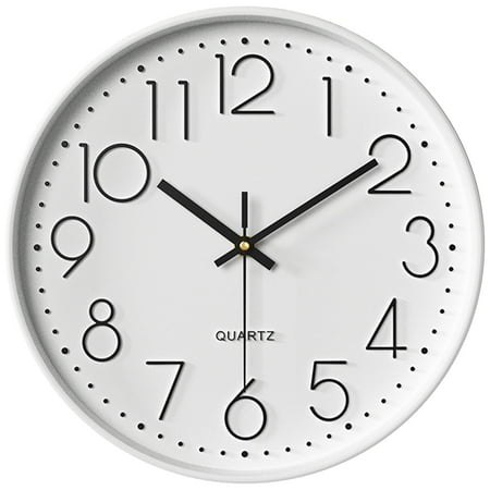 REGALWOVEN Simple Wall Clock, Big Number, Silent Non-Ticking Modern Battery Operated, Classic Analog Clocks Decorative for Home White 12 x 12 x 1.8 Inch