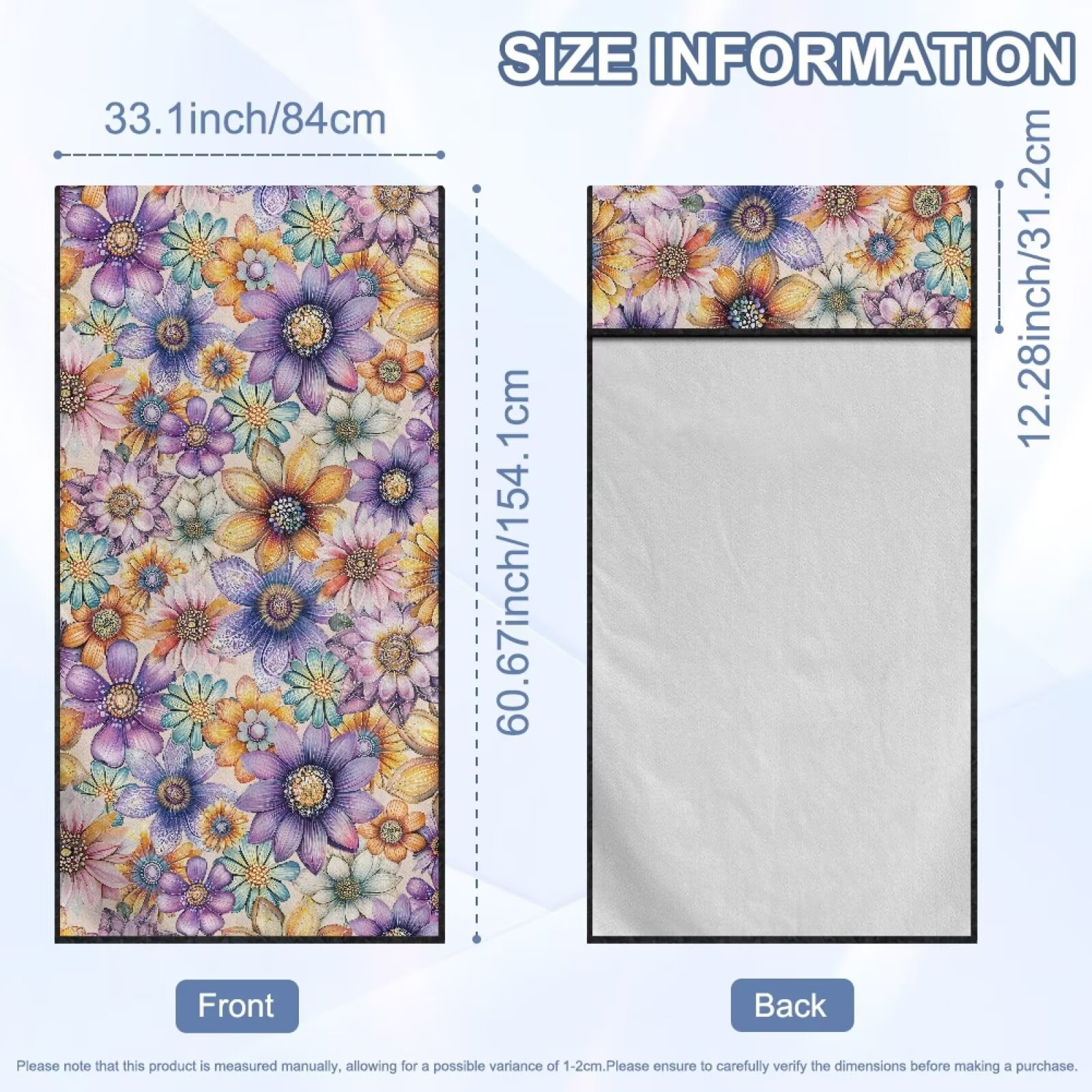 Binienty Boho Floral Beach Towel Car Seat Covers Front Seats Non-Slip Breathable Sweat Towel Car Seat Cover For Post Gym Workout Surfing Swimming Running Yoga Blankets