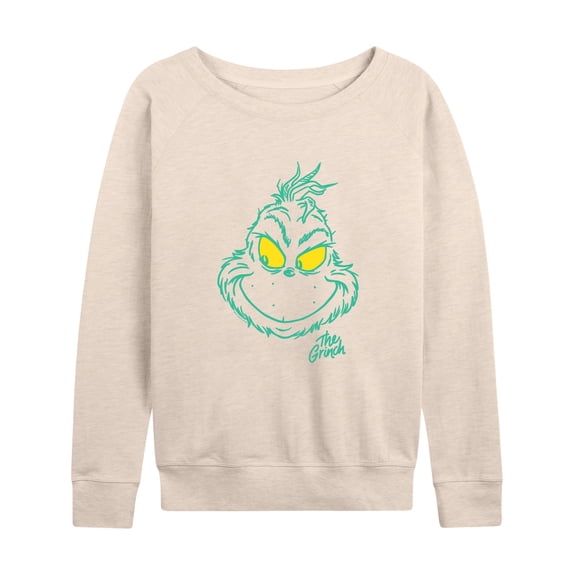 Dr. Seuss The Grinch - Christmas - Side Look & Smiles - Women's Lightweight French Terry Long Sleeve Shirt