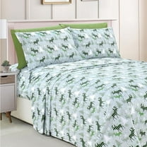 Mocassi Luxury Soft Bed Sheets Holiday Pattern 1500 Series Microfiber-Softness Wrinkle and Fade Resistant (6-Piece) Bedding Set, Full, Plaid Moose Green