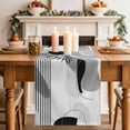 thumbnail image 2 of Table Runner 36 Inches Long for Kitchen Dining, Grey Boho Geometric Dresser Scarf Farmhouse, Dining Table Decorations for Wedding/Parties, Vintage Ethnic Abstract Lines Leaves 13 x 36 In, 2 of 8