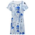 thumbnail image 3 of Santorini Island in The Greece Short Sleeve Dress Women Summer Evening Dresses Ladies Sundress, 3 of 7