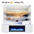 thumbnail image 2 of Ktaxon Modern TV Stand with 36" Fireplace, 70" High Gloss Entertainment Center with LED RGB Light for Living Room, 12 Colors Flames Electric Fireplace Mantel, White, 2 of 7