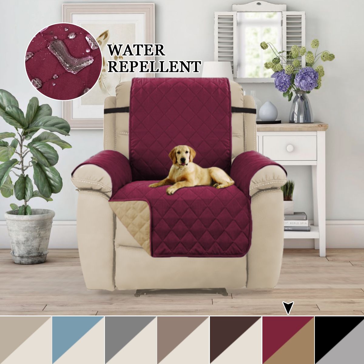 H.VERSAILTEX 1Piece Regular Reversible Recliner Pet Cover Protector