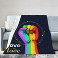thumbnail image 1 of DouZhe Ultra-Soft Micro Fleece Lightweight Flannel Bed Blanket, Rainbow Lgbt Pride Love is Love Print Cozy Warm Throw Blankets, 50"x40", 1 of 7