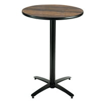 KFI Studios Mode 3' Round Bistro Table, Walnut, Arched X-Base