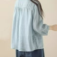 thumbnail image 4 of Babysbule Womens Tops Long Sleeve Fashion Women Cotton Linen Casual Solid Buttons Long Sleeves T-Shirt Blouse Tops, 4 of 8