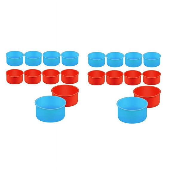 20 Pieces Silicone Cake Mold Valentine's Day Round Baking Pan 4 Inch Baking Mold Kitchen Silicone Bakeware Pan Red, Blue