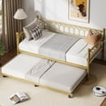 thumbnail image 1 of Metal Twin Daybed with Trundle, Built-In Charging Station & LED Lights, Pull-Out Sofa Bed Frame for Living Room, Guest Room, Apartments & Small Spaces, 1 of 9