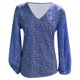 thumbnail image 4 of Camisa holgada y cómoda con cuello en V para mujer Top de manga farol con estampado floral Fridja hj3529, 4 of 5