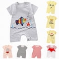 thumbnail image 4 of TOWED22 Baby Boy Girl Summer Clothes Romper Short Sleeve Bodysuit Print Jumpsuit Playsuit Ribbed Jumpsuit Summer Outfit Red,12-18 M, 4 of 4