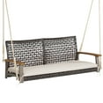 thumbnail image 1 of Costway 2-Person Patio Rattan Hanging Swing Chair Porch Loveseat Cushion, 1 of 10
