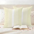 thumbnail image 3 of Cream White Stripe Outdoor Waterproof Pillow Covers, Modern Rustic Vertical Striped Decorative Square Throw Pillowcase Sofa Cushion Sham for Patio/Couch/Chair, 24"x24" 2 Pack, 3 of 8