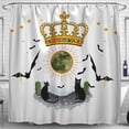 thumbnail image 1 of Whimsical Halloween Shower Curtain with Crown, Cats & Bats - Spooky Fun Decor, 1 of 4