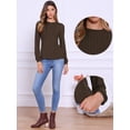 thumbnail image 2 of DARING DIVA Women's Pleated Trim Casual Long Sleeve Top XL Dark Brown, 2 of 6