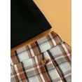 thumbnail image 6 of Baby Girls Short Skirt Suit Short Sleeves Square Neck Solid Color Tops Check Pattern Skirt, 6 of 8