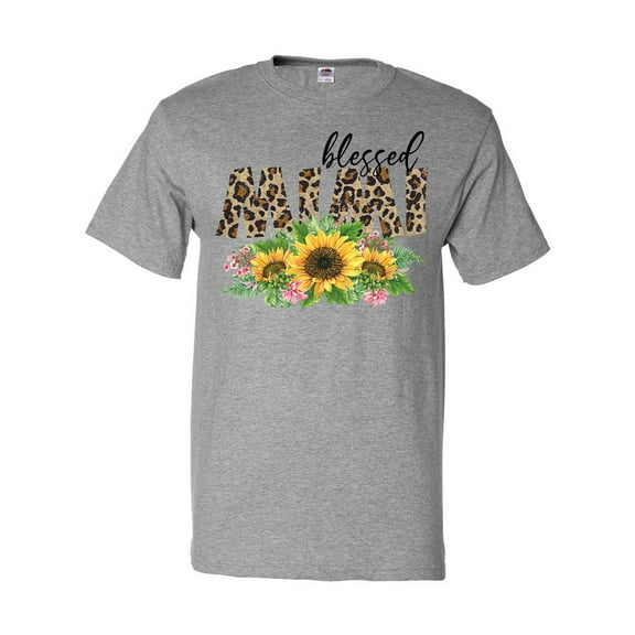 Inktastic Blessed Mimi Leopard Print and Sunflowers T-Shirt