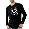 thumbnail image 4 of BRGZLK Valentines Day Shirts for Men Casual Cozy Heart Print Sports Fitness Long Sleeve Round Neck Base Layer Undershirts Black XXXXL, 4 of 4