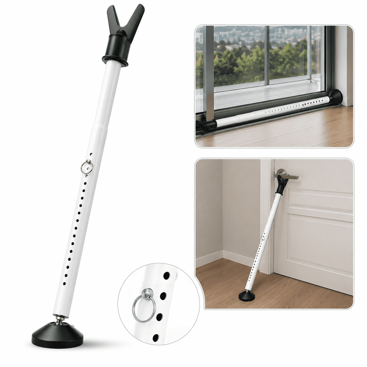 Door Security Bar for Patio Door,Sliding Door,Window,Apartment,Home,29-45" Adjustable,White(2 Packs)
