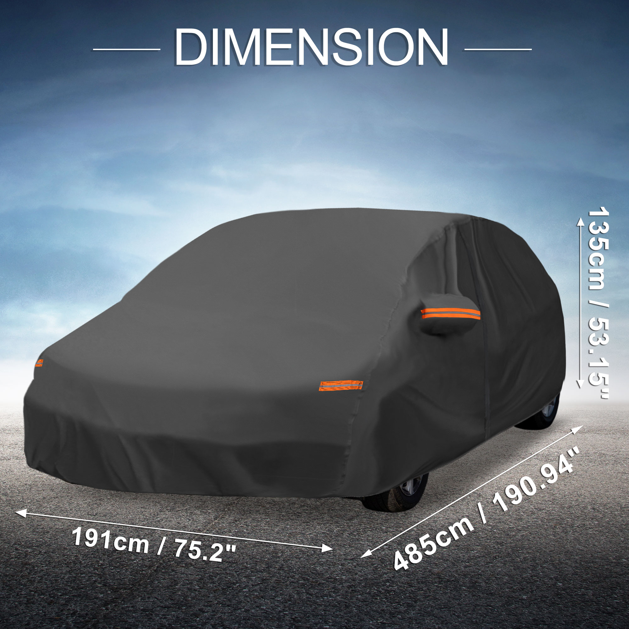 Unique Bargains Car Cover 210D-PU Oxford Outdoor Full Car Cover Waterproof Windproof Black for Volvo V60