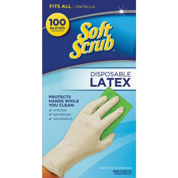 1PACK Soft Scrub 1 Size Fits All Latex Disposable Glove (100-Pack)