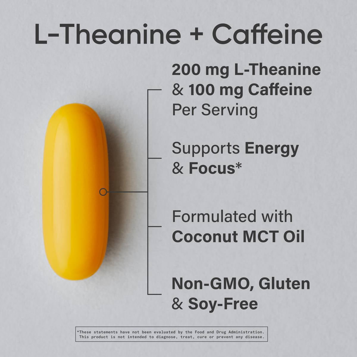 Sports Research® Premium L-Theanine 200mg Supplement + Caffeine & Coconut Oil - Natural Nootropic