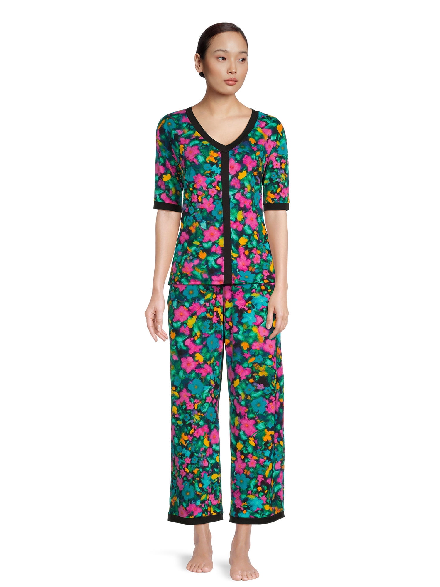 The Pioneer Woman Short Sleeve Top with Pant Pajama Set, Women’s, 2-Piece
