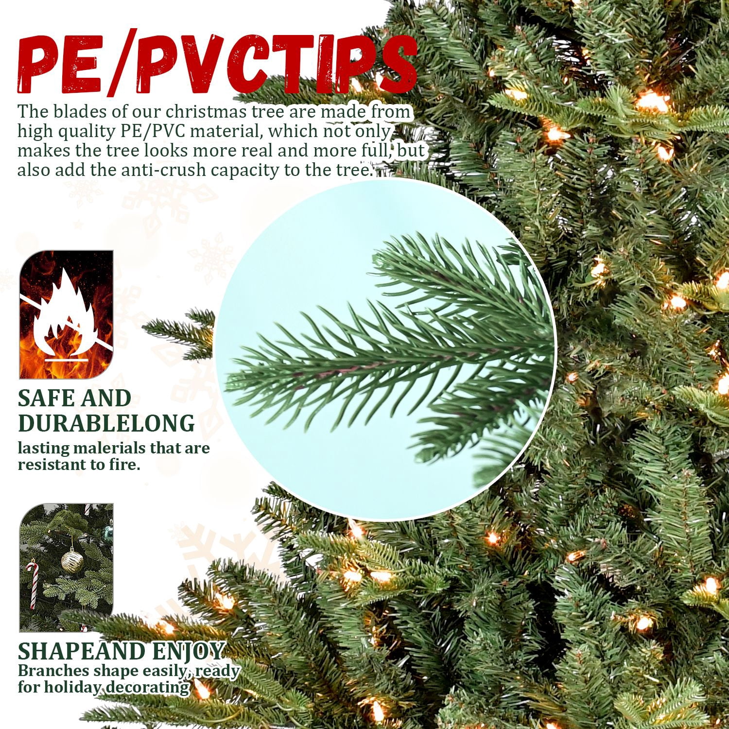 4ft Christmas Tree, PE PVC Mixed Tree Automatic Xmas Decoration Led Light for Artificial Christmas Tree