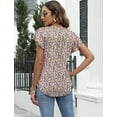 thumbnail image 4 of WQD Women’s Summer Floral Tops Flutter Short Sleeve V Neck Blouse Dressy Casual Loose Fit Tunic Shirts Trendy Ruffle Sleeve T Shirts, 4 of 6