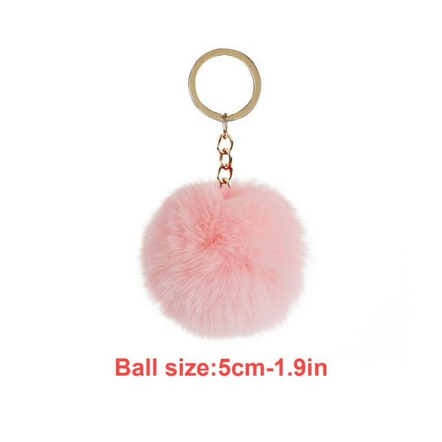 Fuzzy Ball Keychain Supple Comfortable Lovely Key Rings Adorable Practical Key Chains Women for Children Adults Elderly Students Pink 5cm