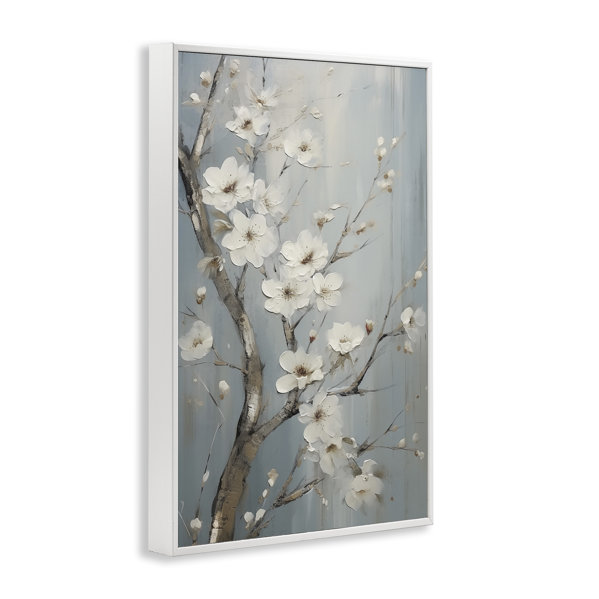 Stupell Industries White Cherry Blossoms Botanical & Floral Painting White Framed Art Print Wall Art, 20 x 30