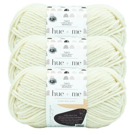 UPC: 0842093131113 | Lion Brand Yarn Two of Wands Hue + Me Salt Wool Blend Acrylic  Wool Off-White Yarn 3 Pack