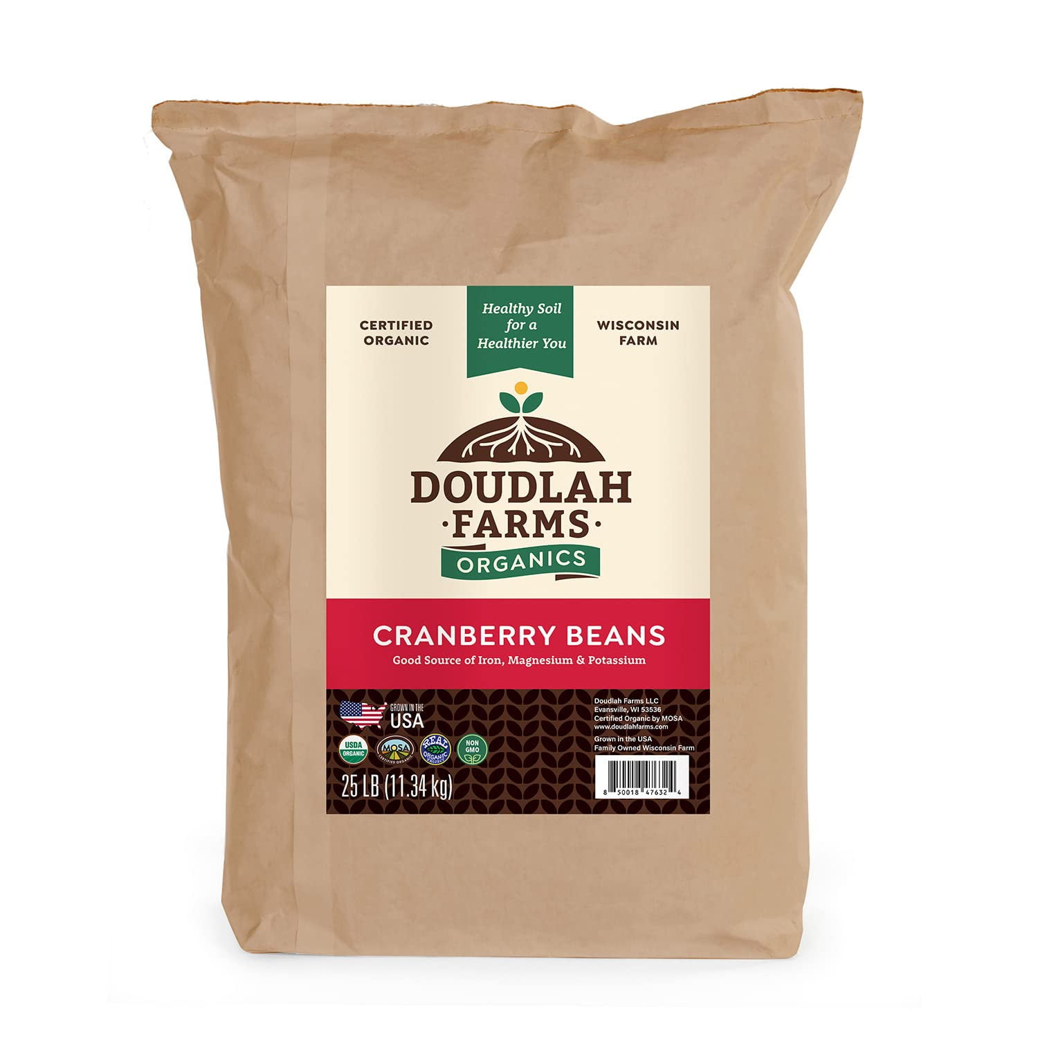 Organic Dried Cranberry Beans 25lb Bulk by Doudlah Farms Farmed From Regenerative Soil Vegan