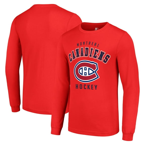 Men's Starter Red Montreal Canadiens Logo Long Sleeve T-Shirt