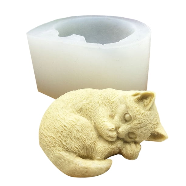 Molde de silicona con forma de gato, molde para jabón con forma de gato, para velas, mousse, pastel, molde de epoxi con forma de gato de dibujos animados en 3D, molde para hornear DIY